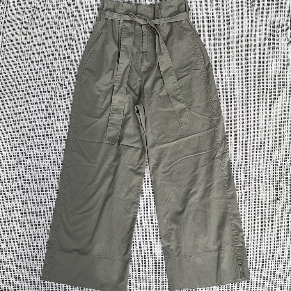 H&M Army Green/Grey PaperBag Wide Leg Trousers